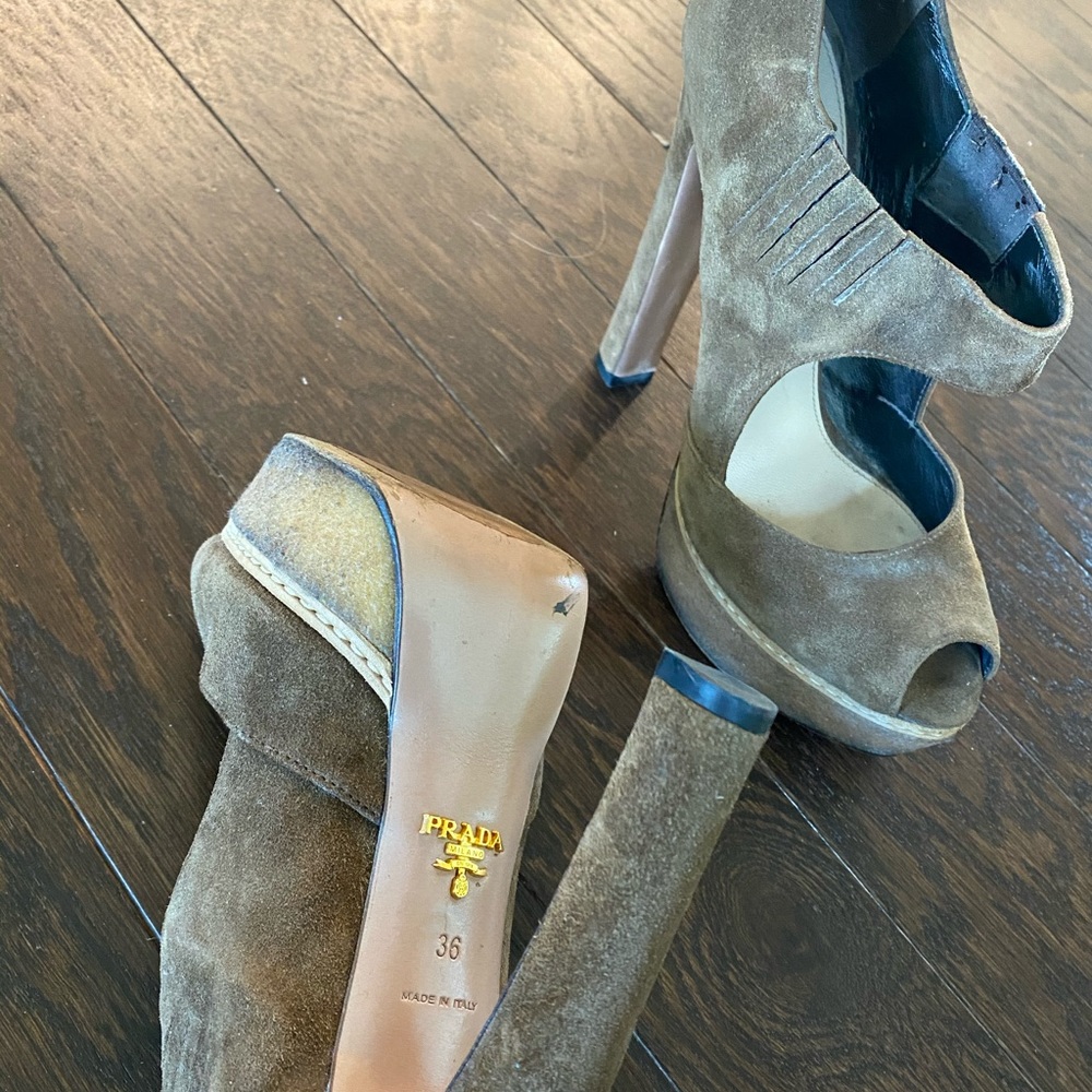 Authentic Prada Suede Platform Heels - Picture 5 of 5